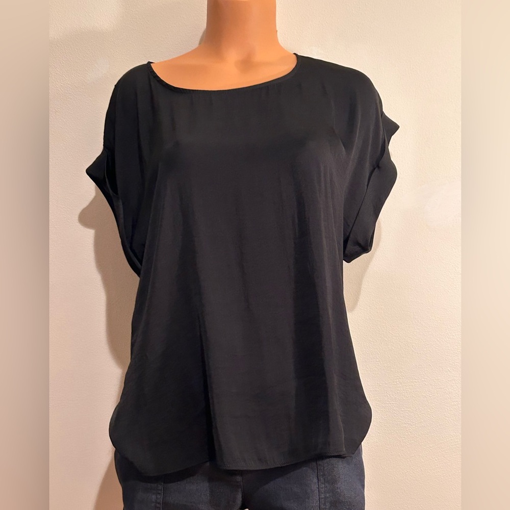 Nine West Black Silky Dolman Sleeve Blouse Size Large